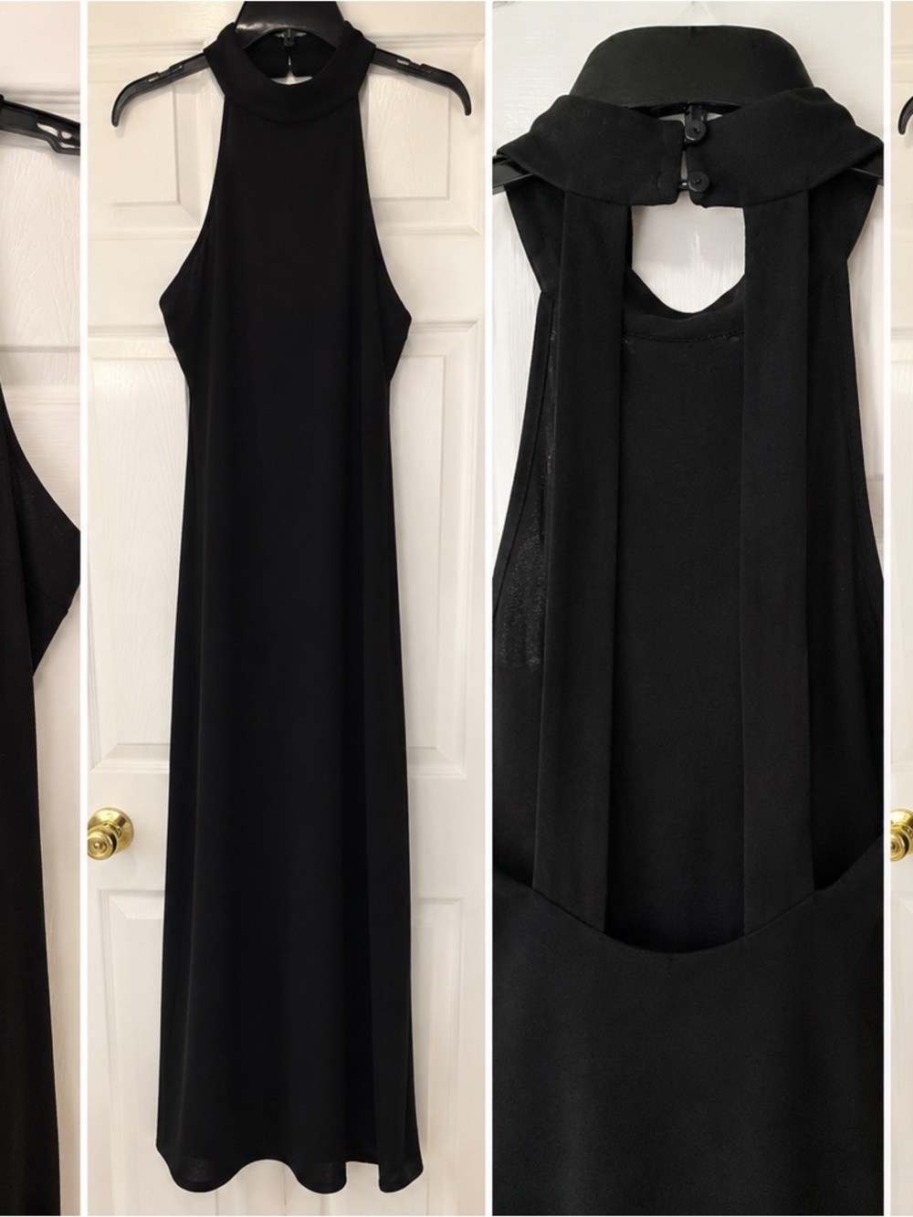 Mango Black High-Neck Maxi Dress with Open Back Tie